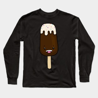 Kawaii Ice Cream with Chocolate Shell,Vanilla Drizzle, and Rainbow Sprinkles Long Sleeve T-Shirt